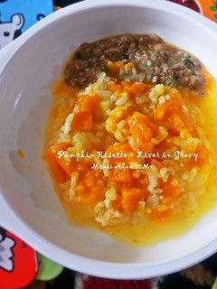 Foto resep [MPASI 10M+] Pumpkin Risotto + Liver in Gravy