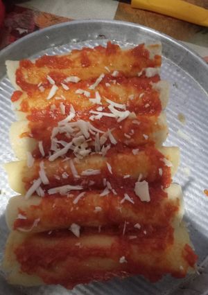 Una foto de Canelones de carne y arroz🤤😻