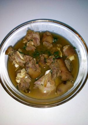 A picture of Goat meat pepper with utazi.