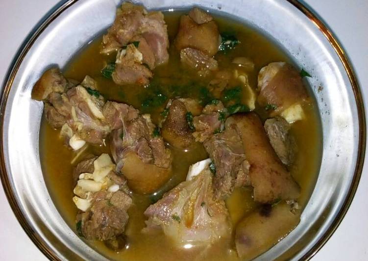 Simple Way to Prepare Any-night-of-the-week Goat meat pepper with utazi