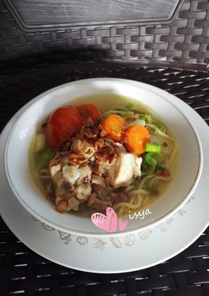 Foto resep Sup ayam mie (menu anak)