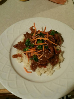A picture of Crock pot Mongolian beef.