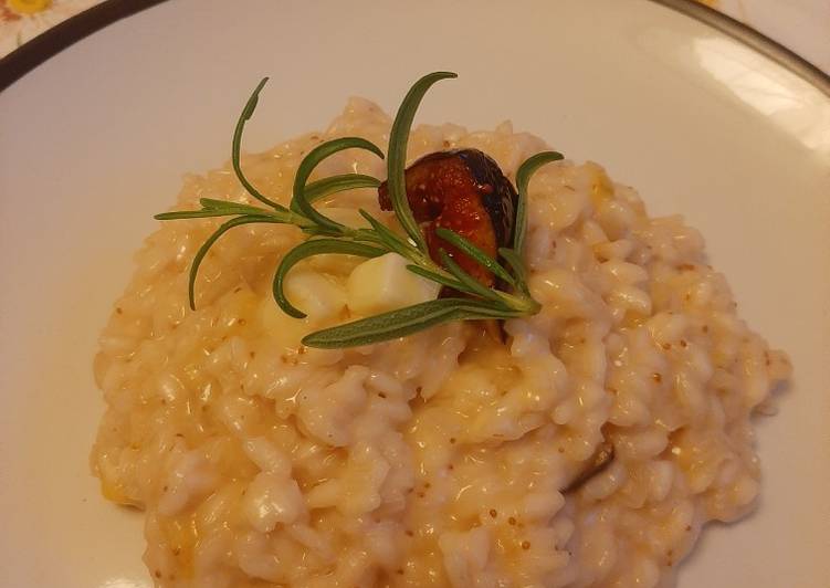 Steps to Make Super Quick Homemade Taleggio and black figs risotto