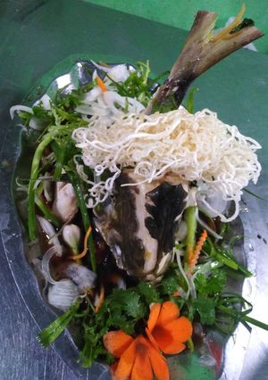 Hình của món Cá chim hấp xì dầu.
