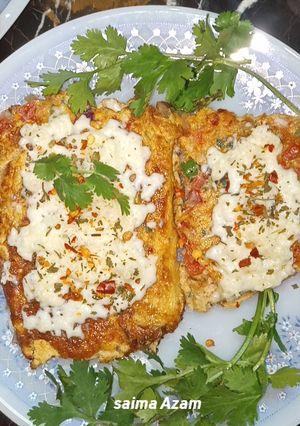 A picture of Cheesey omelette😋چیزی آملیٹ😍.