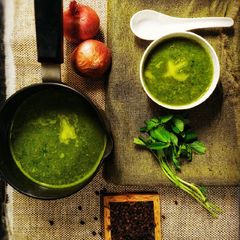 A picture of Methi leaves soup.