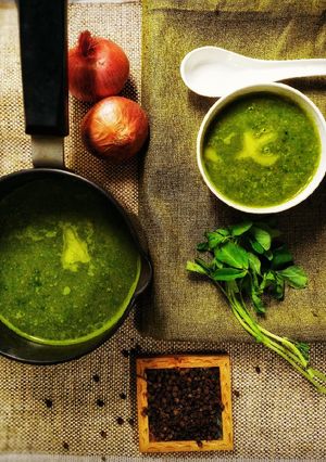 A picture of Methi leaves soup.