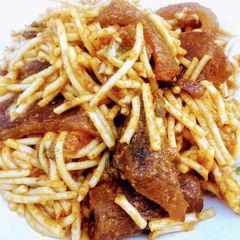 A picture of Jollof Spaghetti.