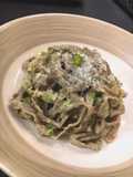 Tagliatelle al caffè con crema di pistacchi