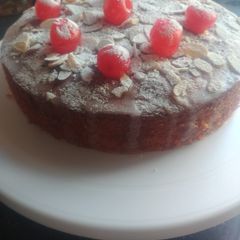 A picture of Cherry bakewell cake.