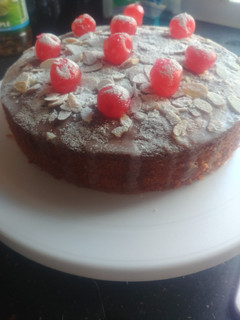 A picture of Cherry bakewell cake.