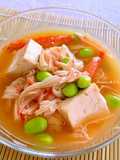 Tofu cotto con edamame e surimi
