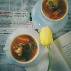 A picture of Chicken Vegetables soup.