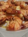 Gambas salteadas en aceite de oliva, ajo y sal del Himalaya