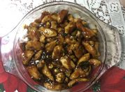 A picture of chicken with pineapple i