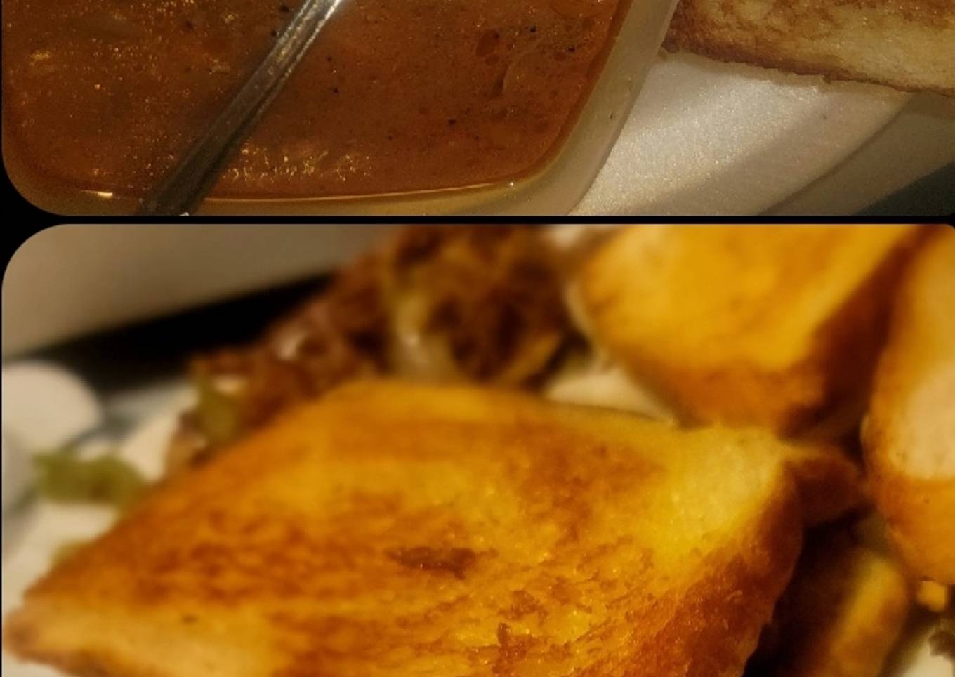 Elk sandwich w/ Sautéed Onion/ Grn Pep/Swiss chz on Toast+ Soup