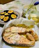 Baked Lemon Butter Salmon with Roasted Zucchini (Oven Version)