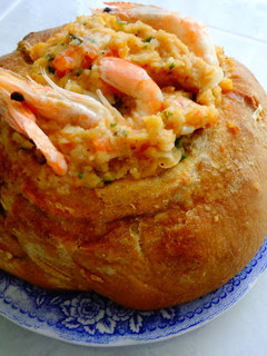 Foto de Açorda de bacalhau com camarão e coentros