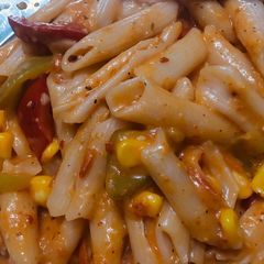 A picture of Red sauce pasta.