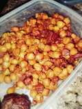 Garbanzos fritos con chorizo