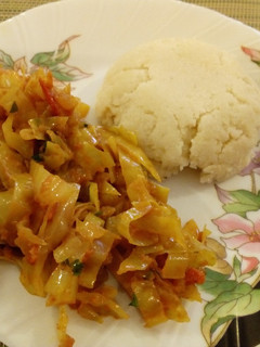 A picture of Cabbage & Ugali#localfoodcontest_Kisumu.