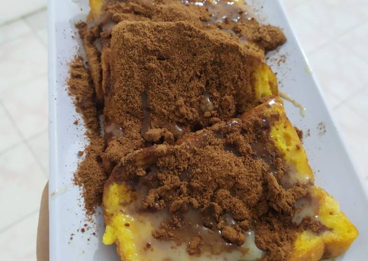 Roti Toast ala Prancis-Roti Egg Butter Susu Milo *MUDAH BANGET*