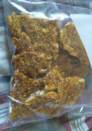 A picture of Almond peanut seasame bars.