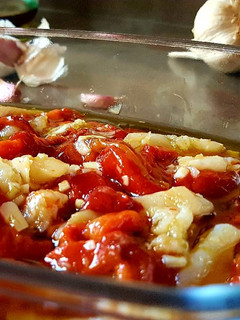 Una foto de Ensalada de pimientos asados con bacalao. Esgarraet