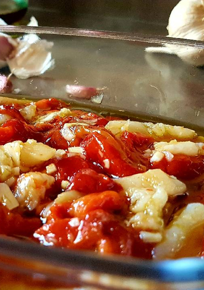 Una foto de Ensalada de pimientos asados con bacalao. Esgarraet