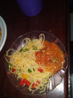 A picture of Mum's vegetables spaghetti& sauce.