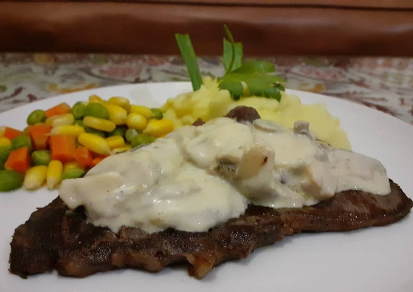Sirloin Steak with Mushroom Sauce