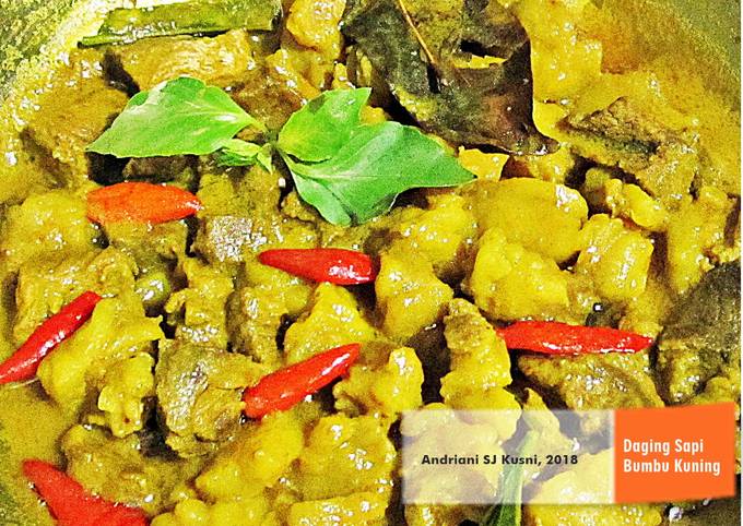 Bagaimana cara membuat Daging Sapi Bumbu Kuning yang sesuai selera