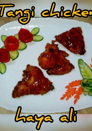 A picture of Tangi chicken (sweet and spicy).