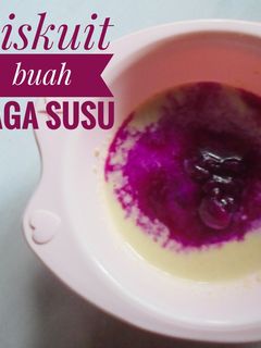 Foto resep (Menu MPASI Snack : 7+) Biskuit Buah Naga Susu