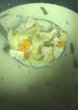 A picture of Simple Creamy Chicken Noodle Soup.