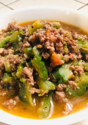 A picture of Keema and Ampalaya | Bitter Melon Gourd.