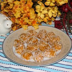 Instant Mango Coconut Ladoos A picture of Instant Mango Coconut Ladoos.