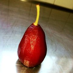 A picture of Pinotage poached pear.