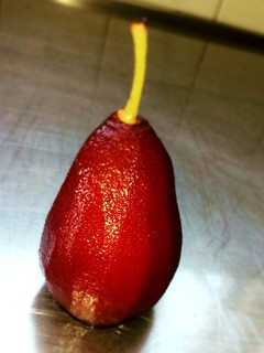A picture of Pinotage poached pear.