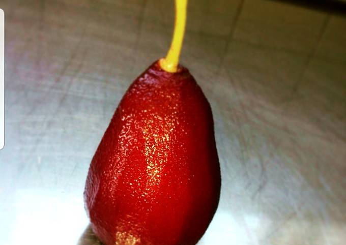 Pinotage poached pear