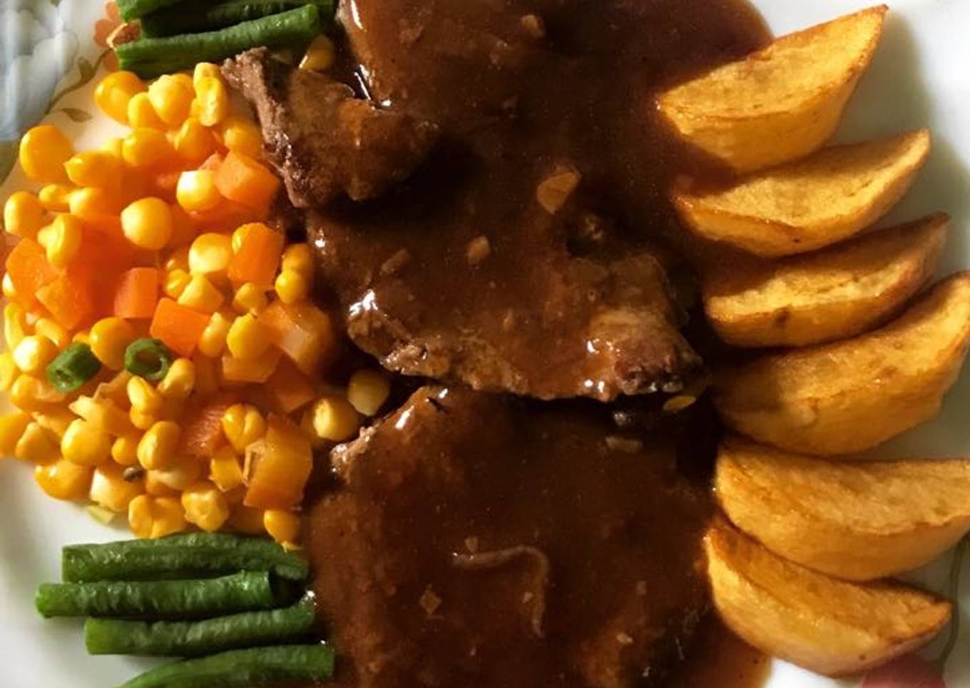 Beef steak black pepper sauce ibu rendra