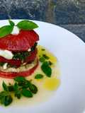 Millefeuille of Roasted Tomatoes, Grilled Eggplant, and Buffalo Mozzarella