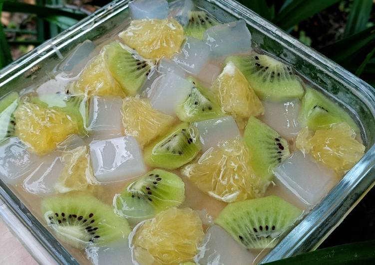 Puding Susu Coklat topping buah