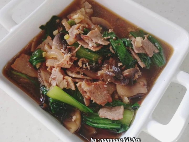 Cara Gampang Membuat Resep Tumis Pakcoy mix Roast Beef dan Champignon Mashroom yang Sempurna