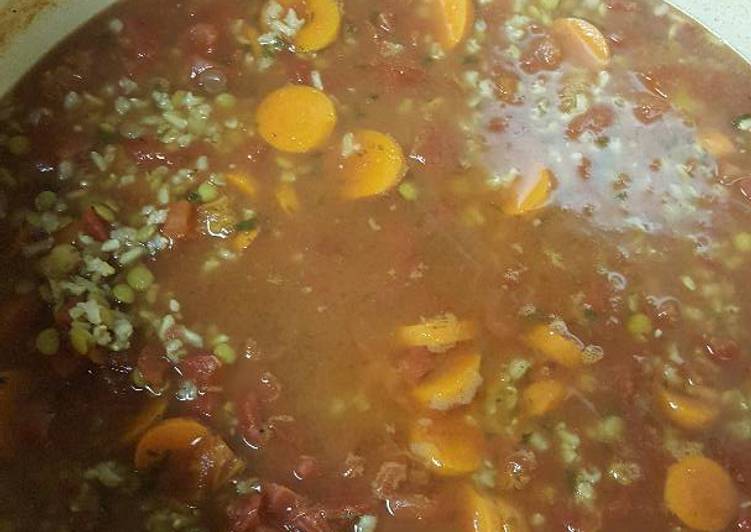 Recipe of Quick Lentil &amp; Brown Rice Soup