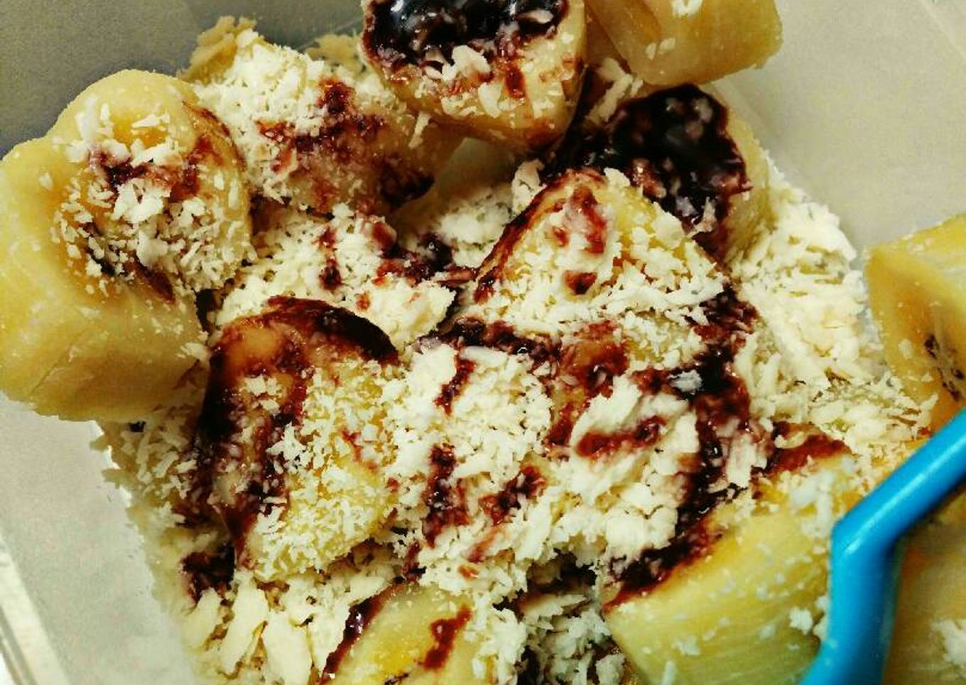 Pisang rebus w/ topping
