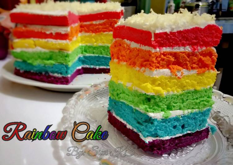 BIKIN NAGIH! Inilah Cara Membuat Rainbow Cake (Takaran sendok) Gampang Banget