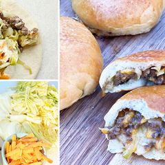 A picture of Bierocks with Wagyu Beef and Cabbage.