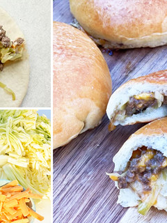 A picture of Bierocks with Wagyu Beef and Cabbage.