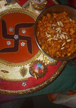 A picture of Boondi with Gram flour & Jaggery Powder Syrup😋.